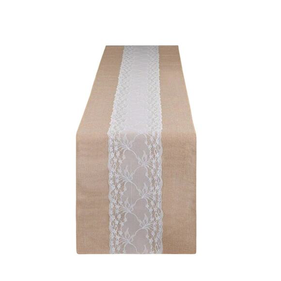 Burlap & Lace 108” Table Runner - Picture 1 of 4